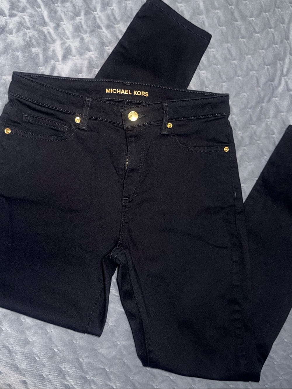 Michael Kors Black Skinny Jeans with Gold Accents                        #45